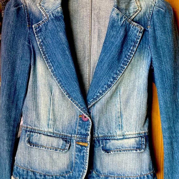 Distressed jean blazer/jacket M
